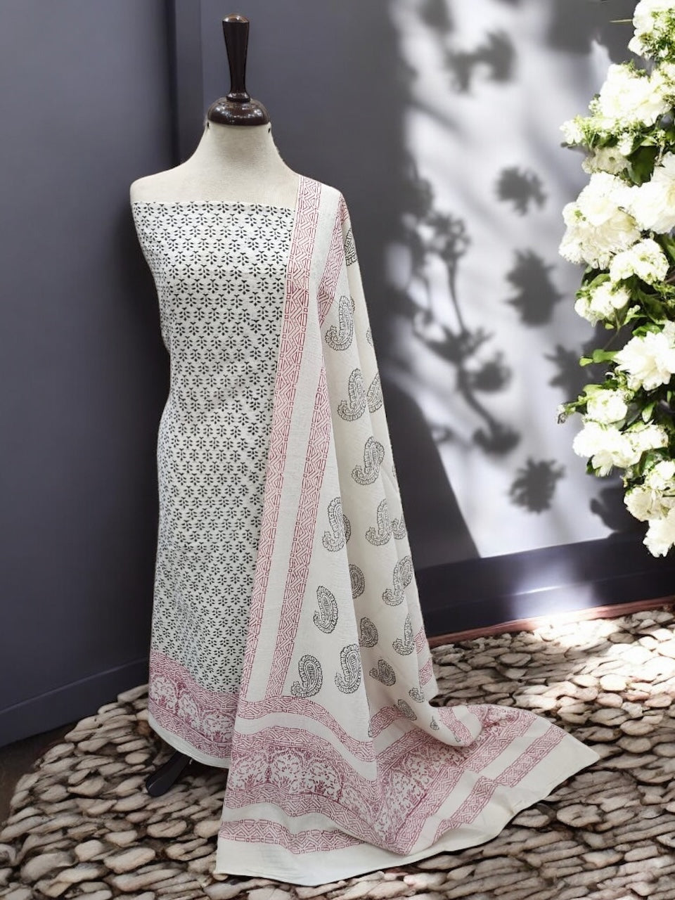 Amazing Block Print Lawn Black Maroon