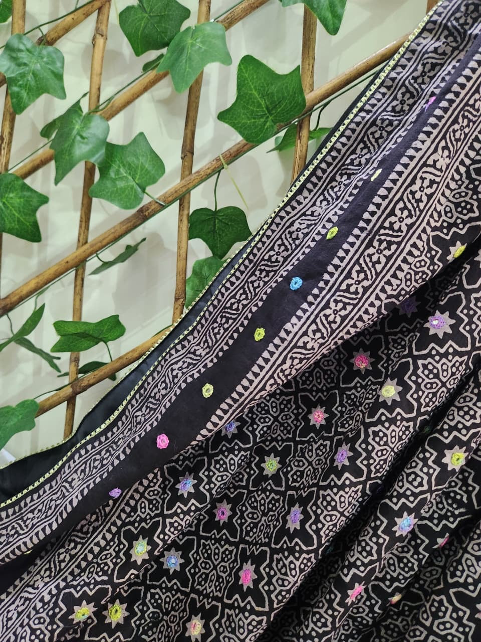 Black Lawn natural dyed heavy mirror work dupatta