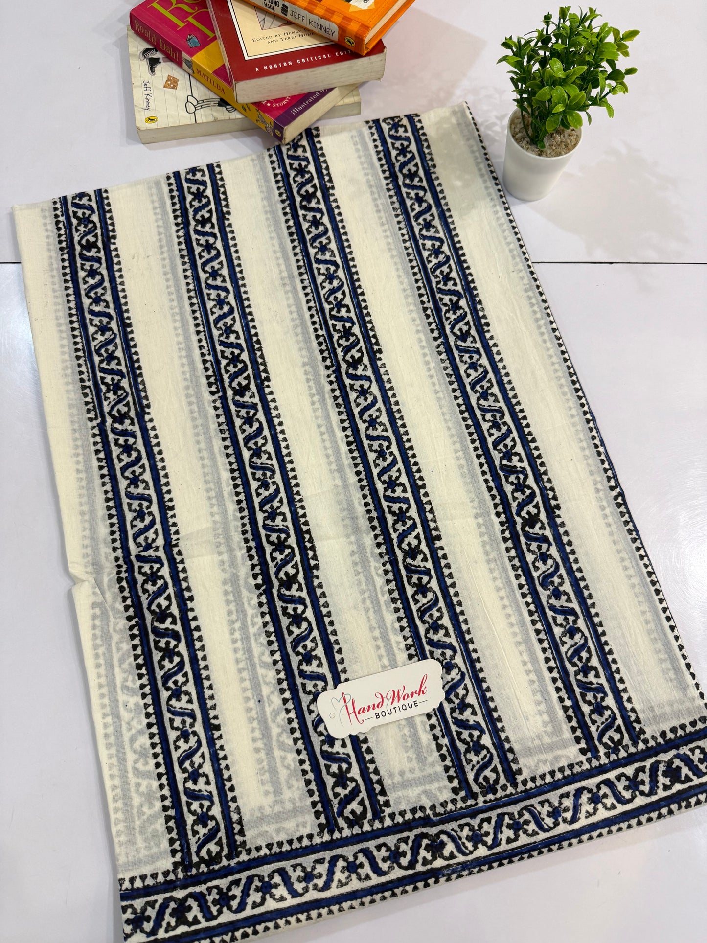 Block print Lawn Shirt and trouser black & Blue