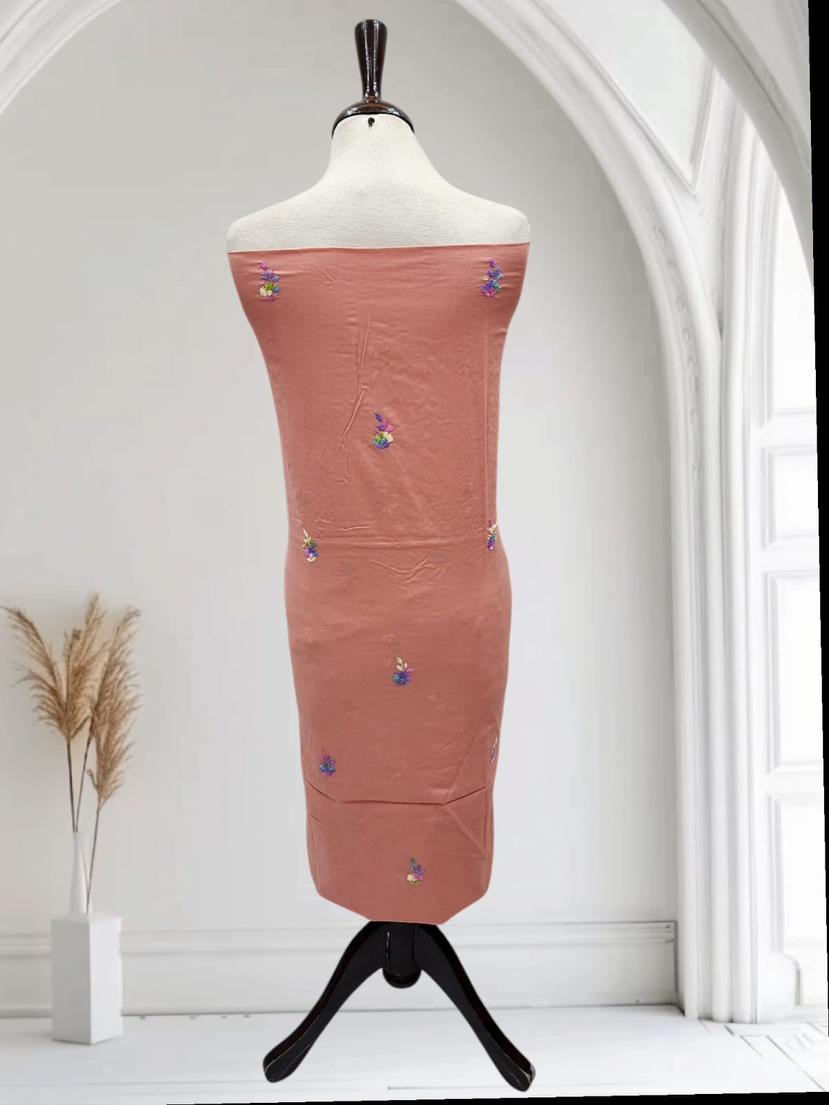 Tea pink lawn shirt hand Embroidered