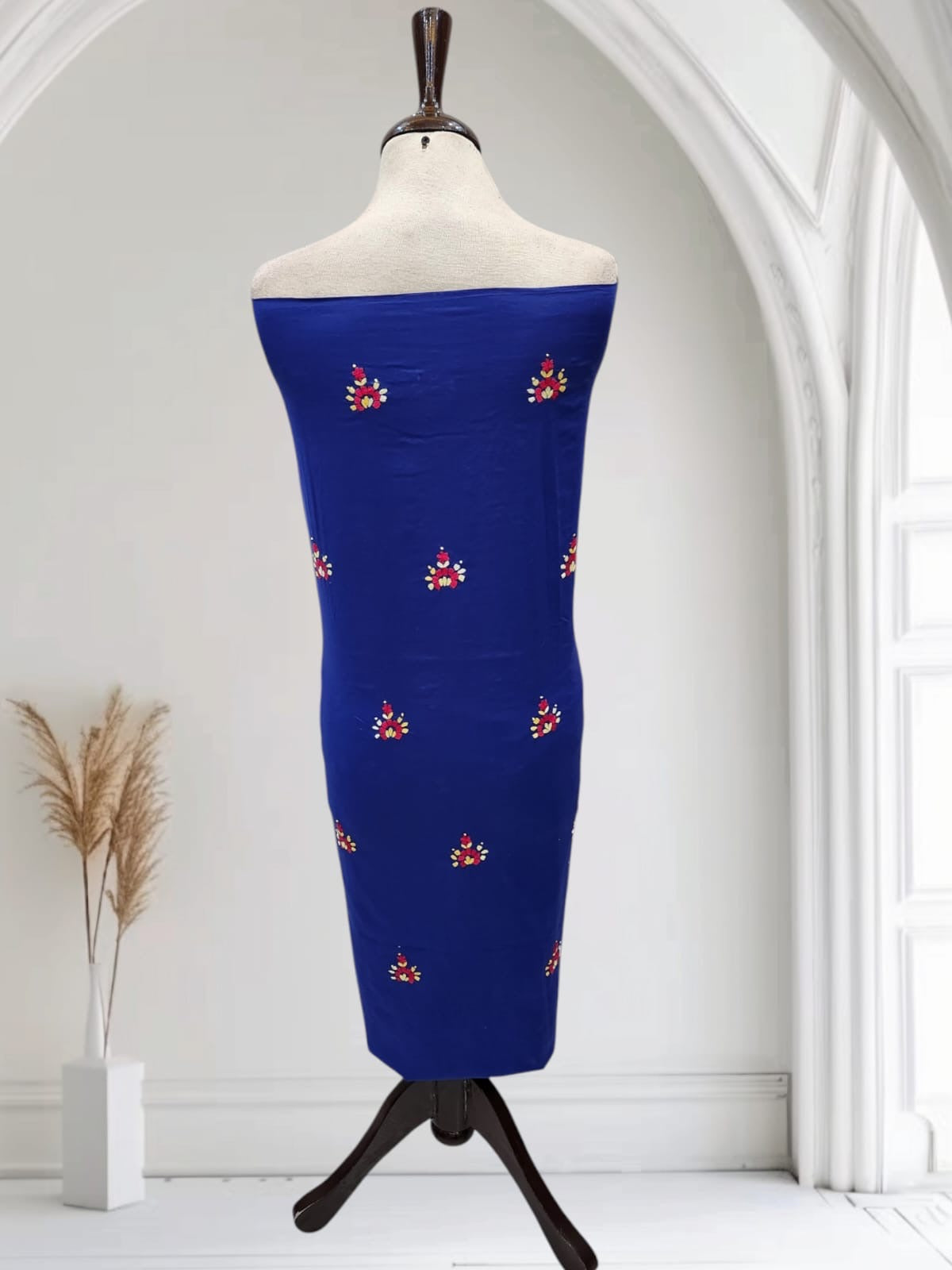 Electric Blue lawn hand embroidered shirt