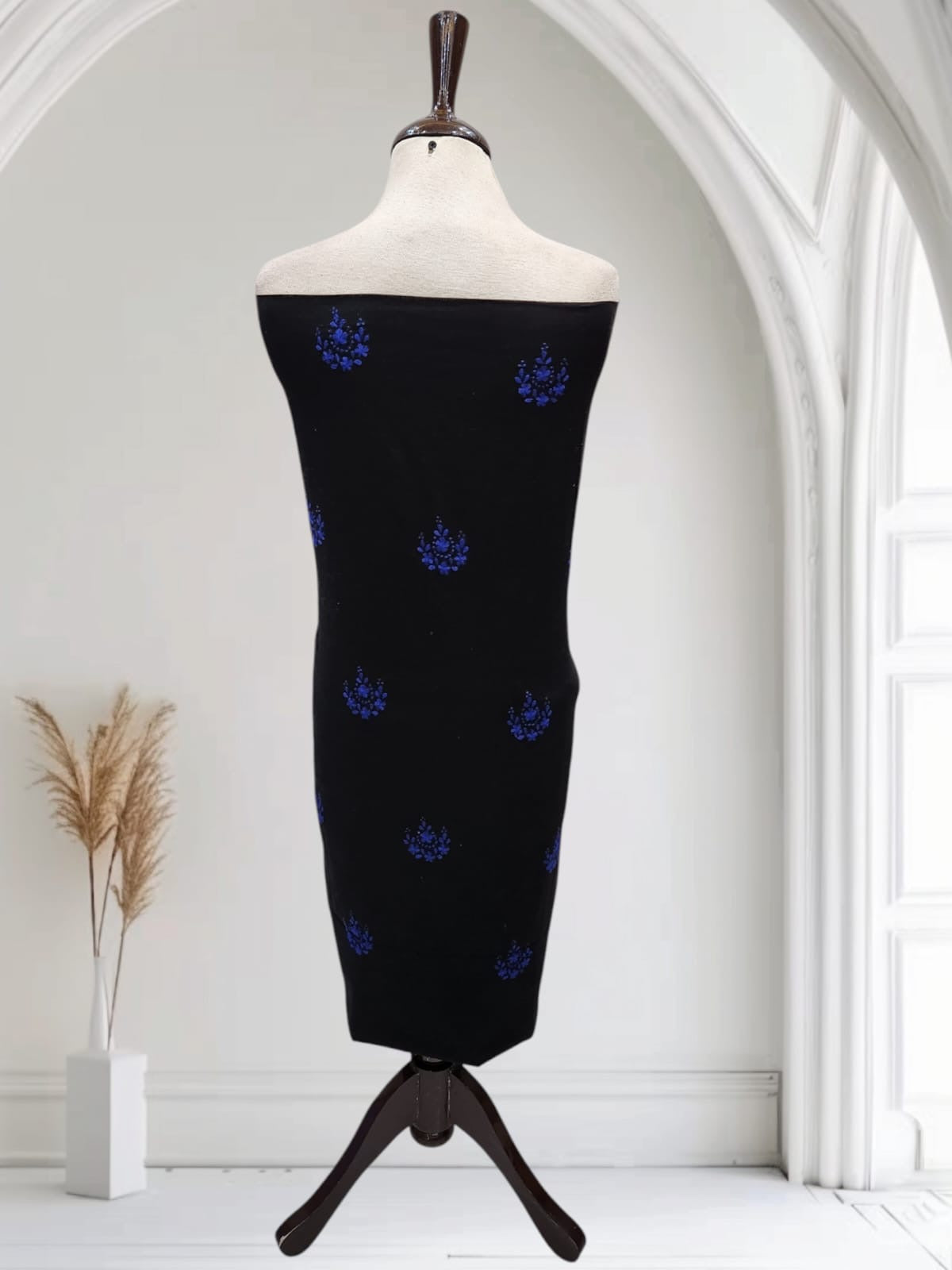 Black & Blue lawn hand embroidered shirt