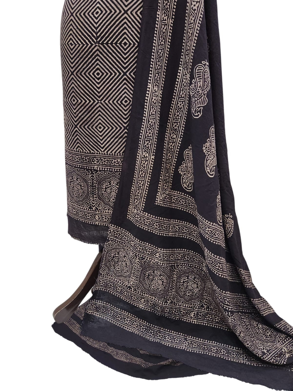 Black & beige geometric design lawn 2pc