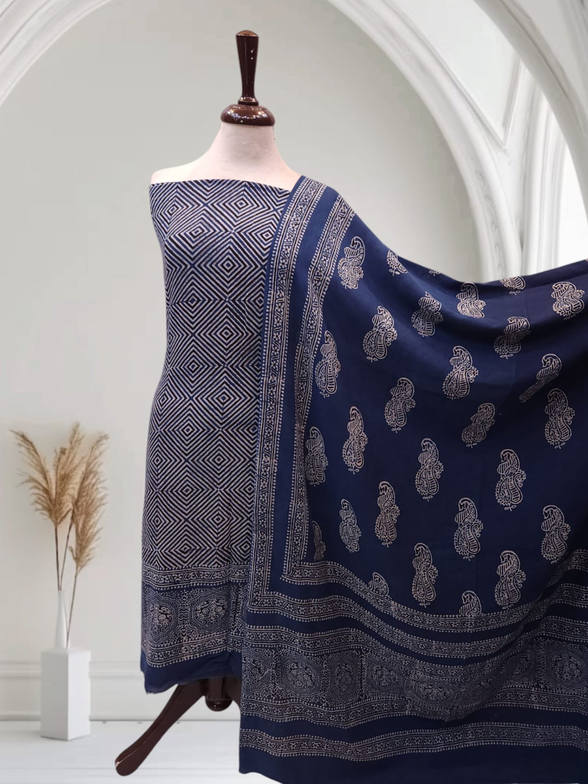 Indigo Geometrical Design lawn 2pc