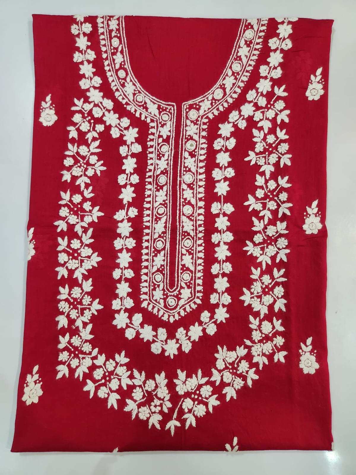 Budget friendly Hand Embroidered Red