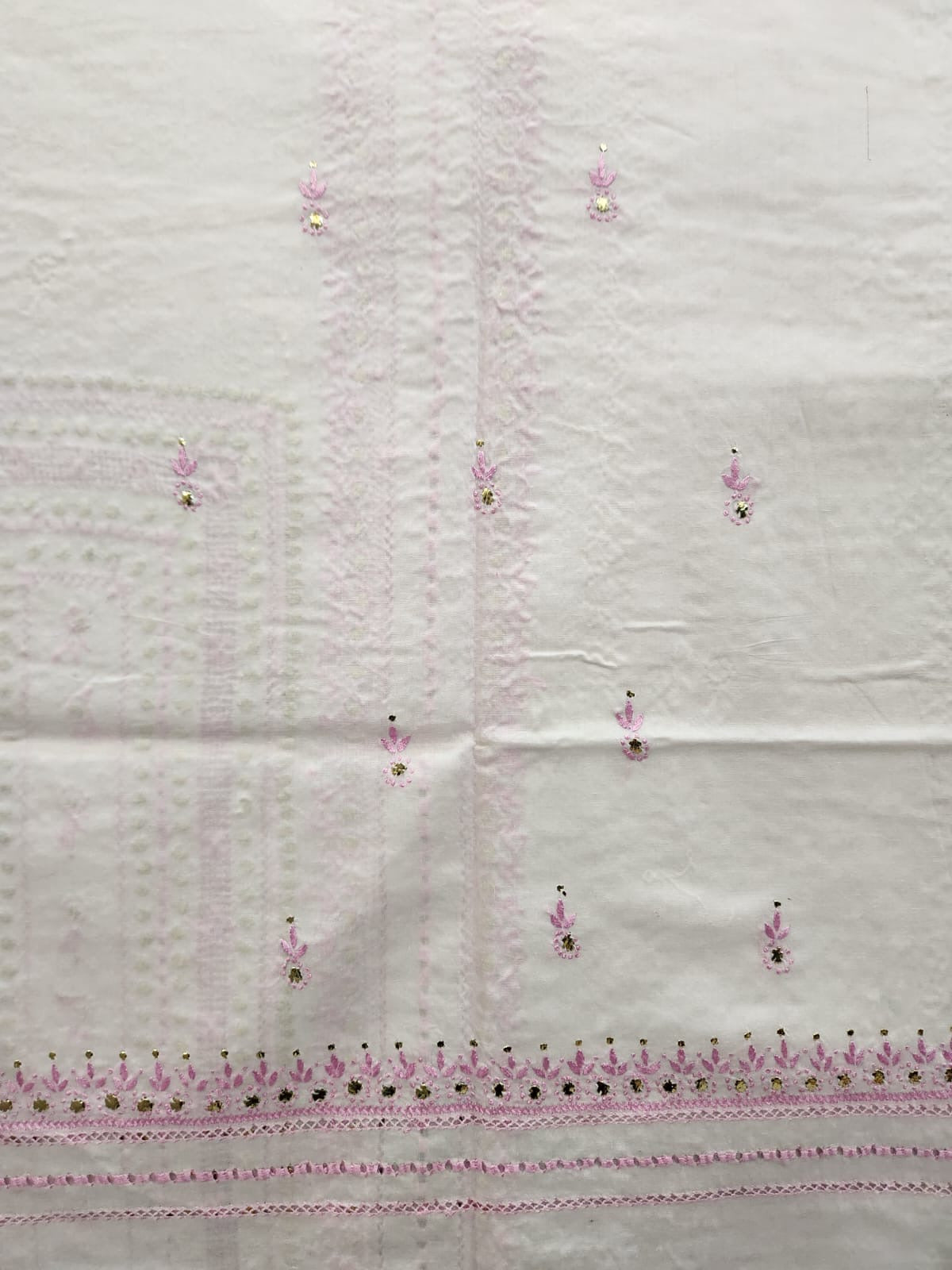 Baby pink tarkashi mukesh lawn shirt