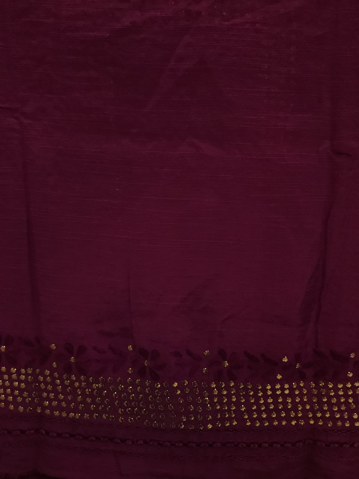 Maroon Raw silk tarkashi with Mukesh