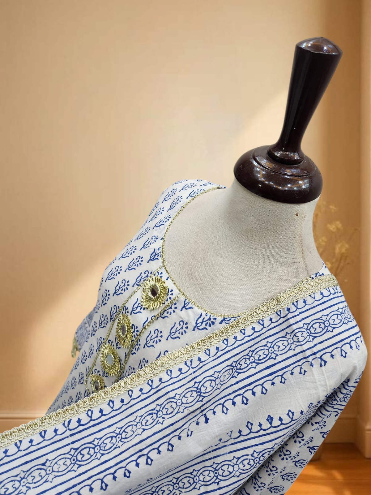 Stitched Large size Block print lawn 2pc