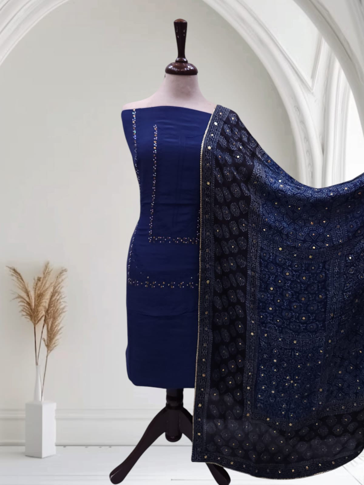 Raw silk mukesh with Natural dyed