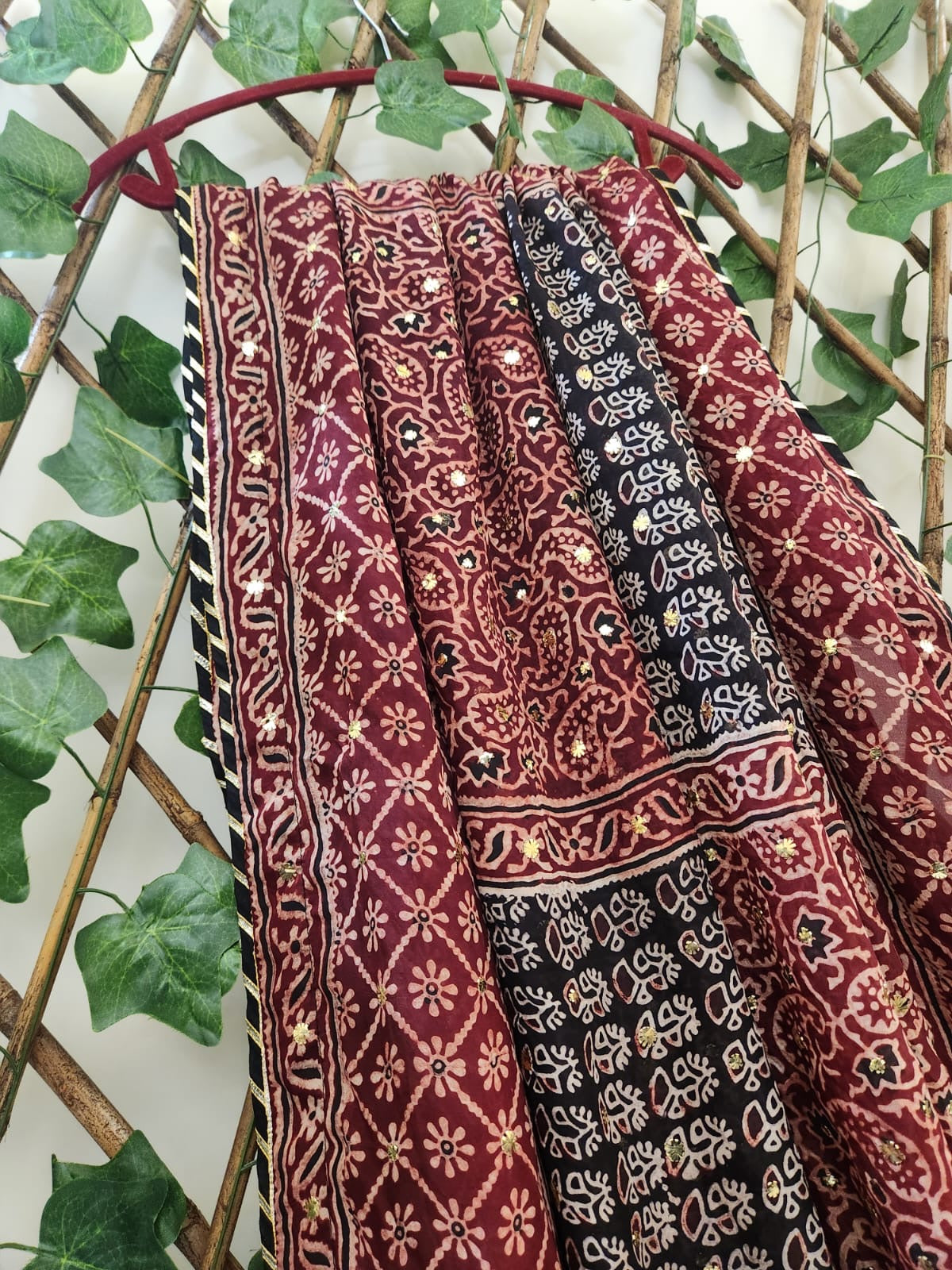 Silk Natural dyed with Mukesh dupatta