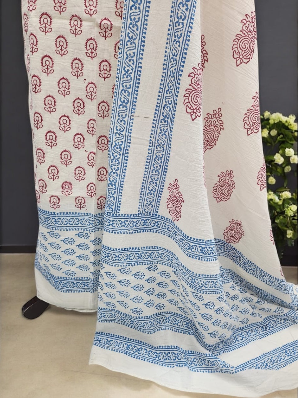 Block print Pomegranate with Turquoise