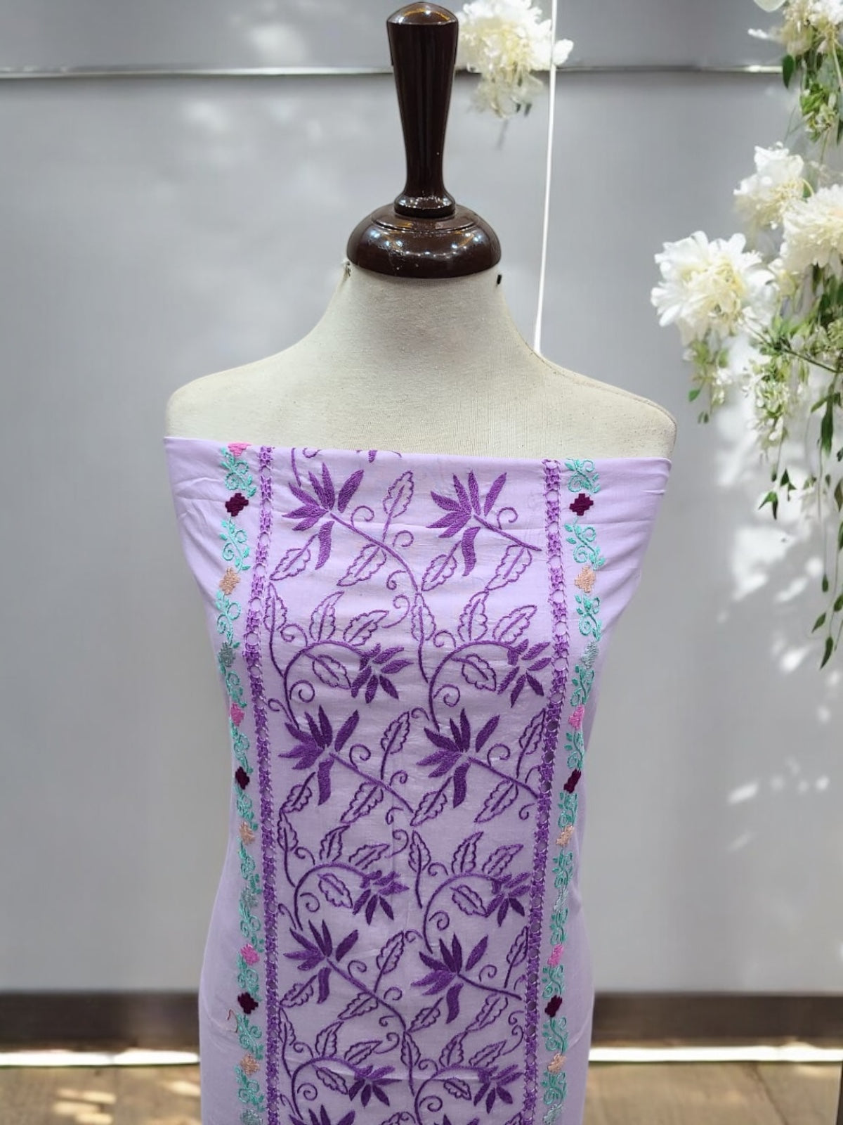 Lavender Tarkashi 3 types embroidered shirt