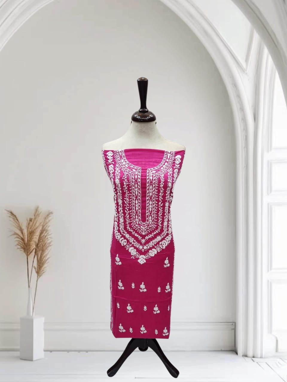 Heavy Embroidered Shirt hotpink