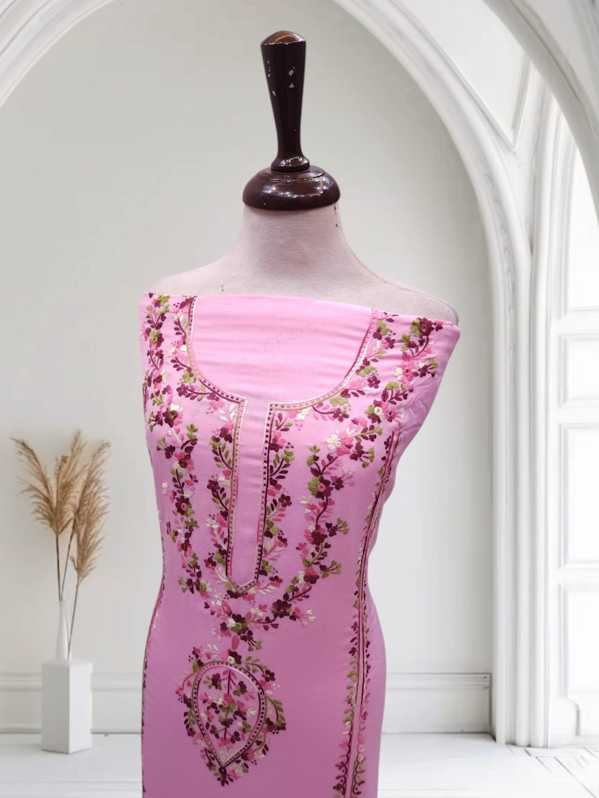 2pc Marina Candy Pink tarkashi with embroidery
