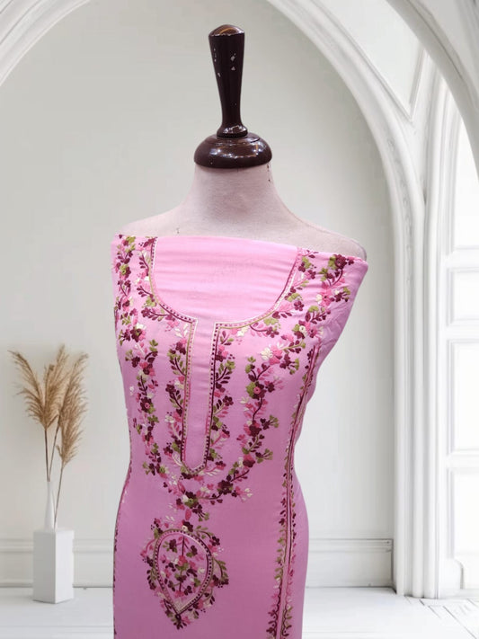 2pc Marina Candy Pink tarkashi with embroidery