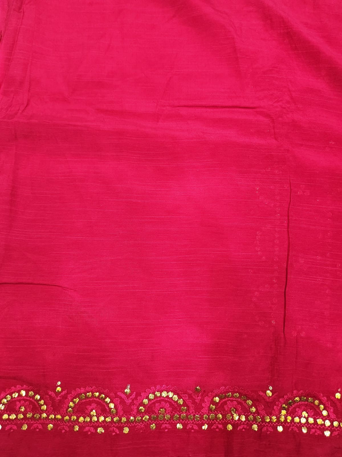 Hot pink with Burnt Orange Mukesh Raw silk