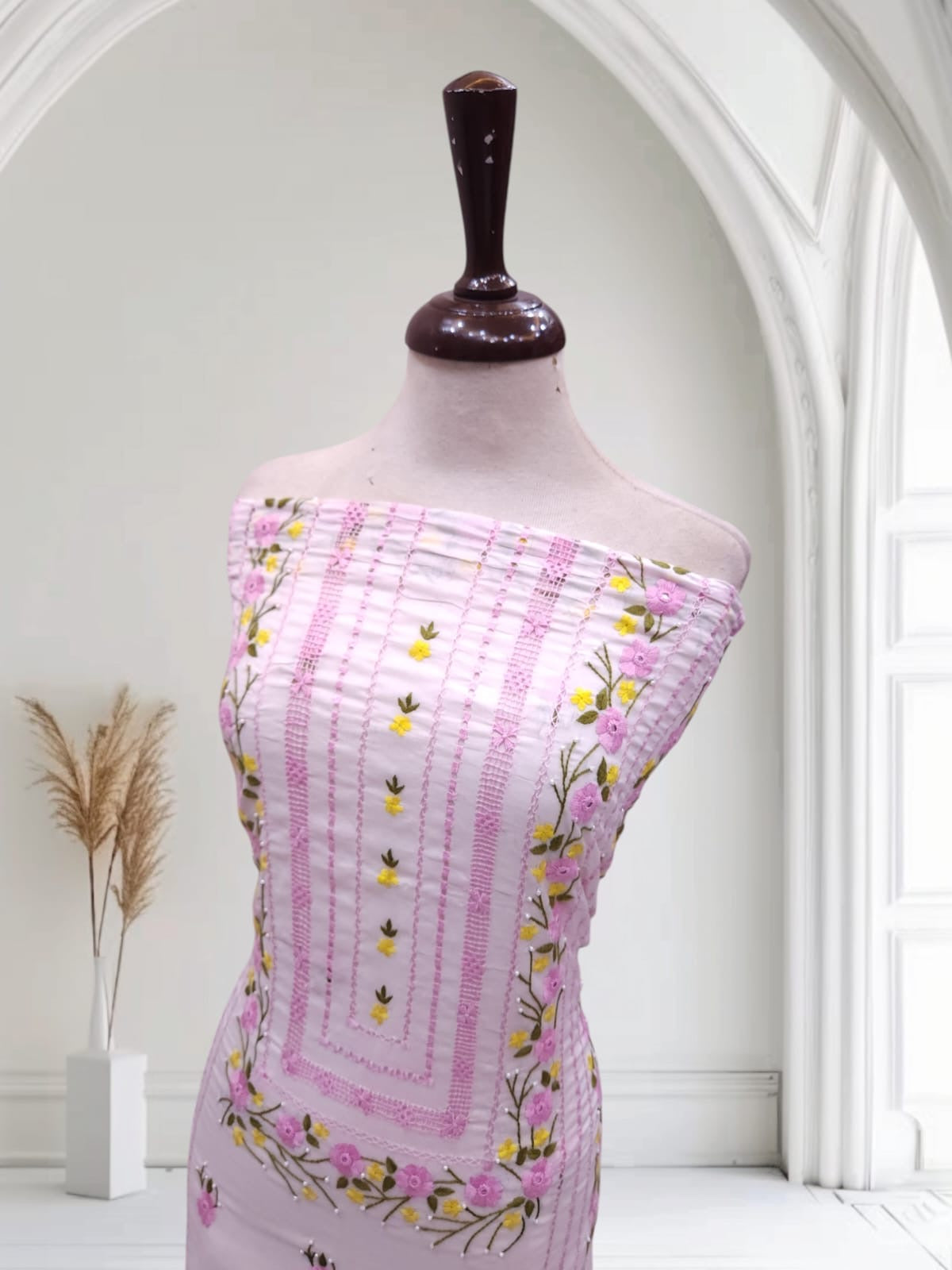 Royal Pink Lawn Tarkashi Shirt