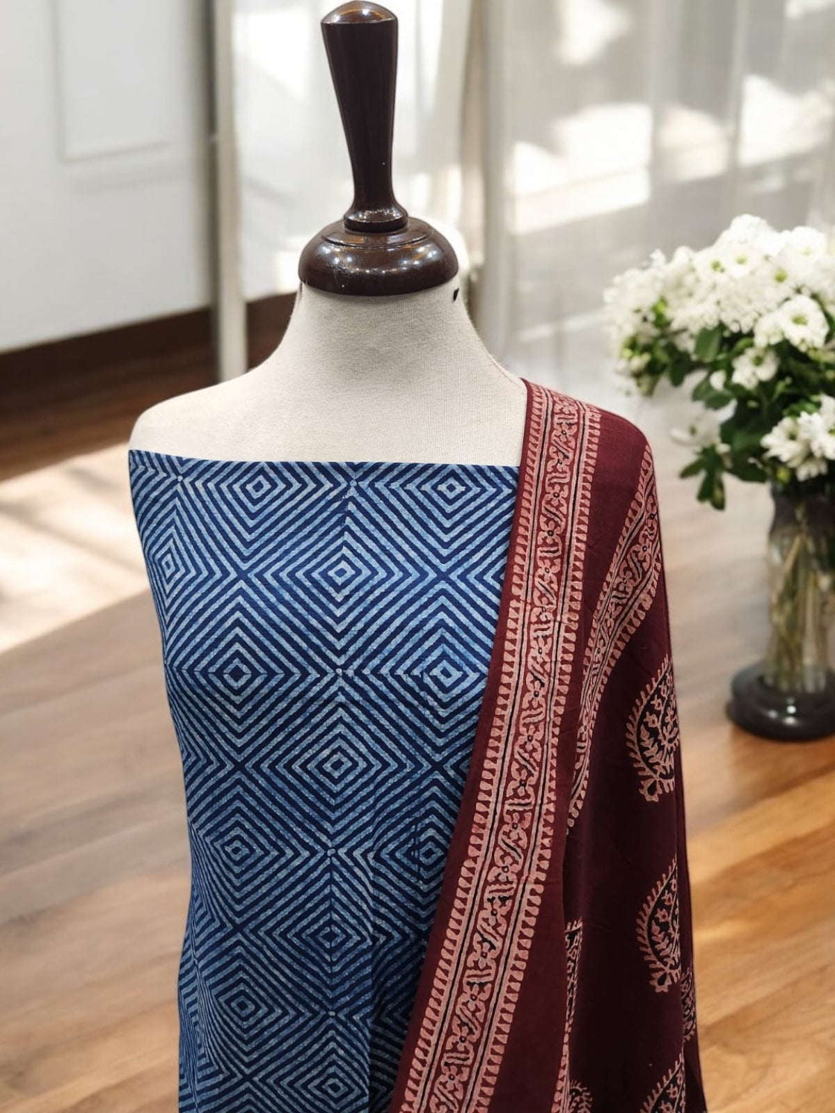 Natural dyed unique combo indigo with Maroon