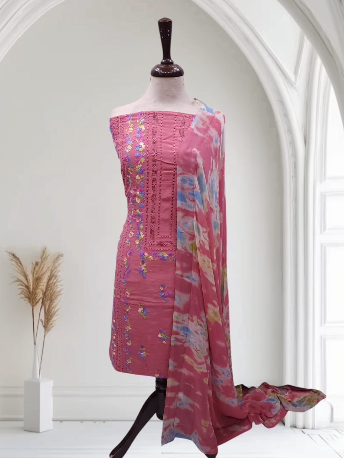 Raw silk tea pink Sophisticated 2pc