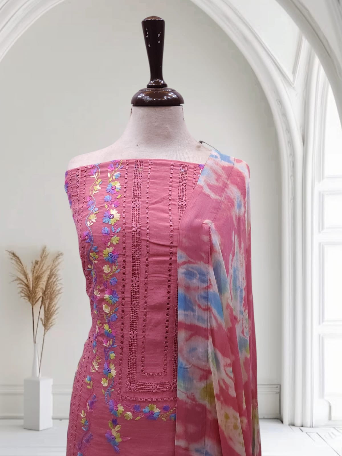 Raw silk tea pink Sophisticated 2pc