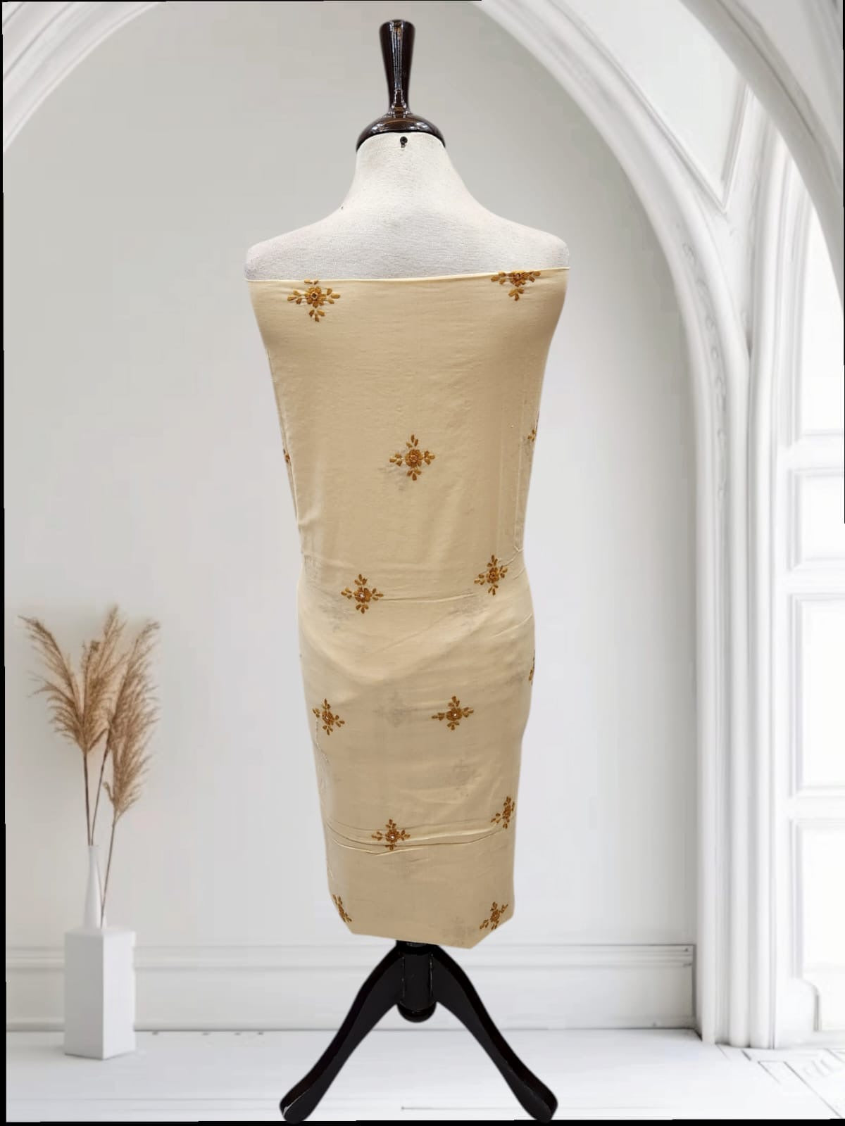 Camel Golden Brown Tarkashi lawn shirt