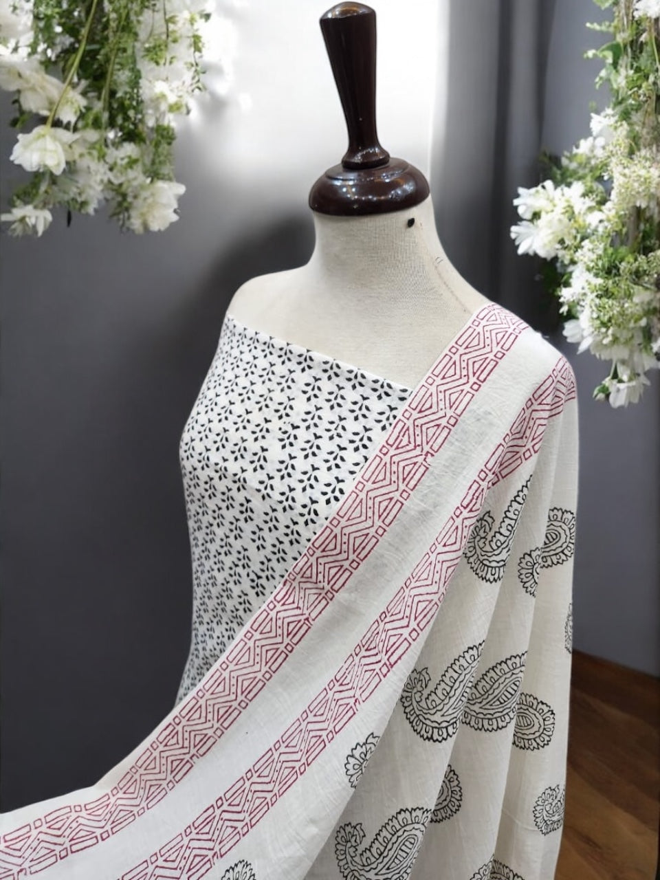 Amazing Block Print Lawn Black Maroon