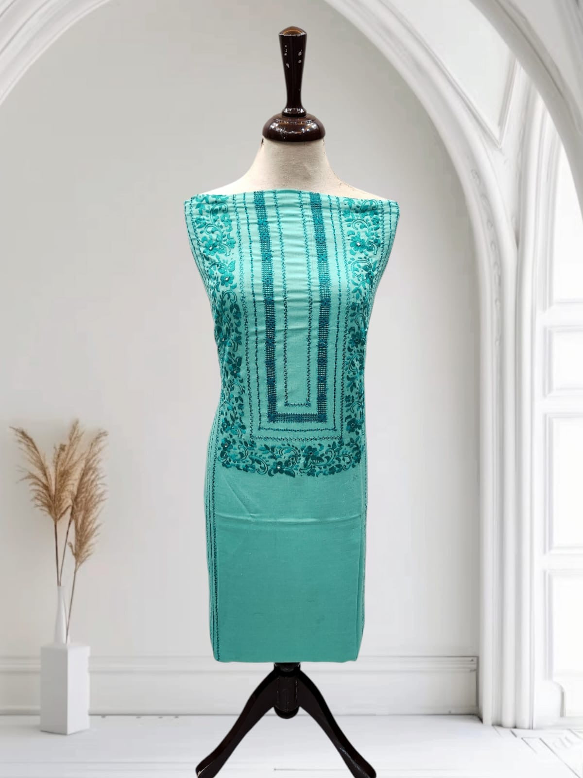 2pc Sea green Marina tarkashi mirror & embroidered