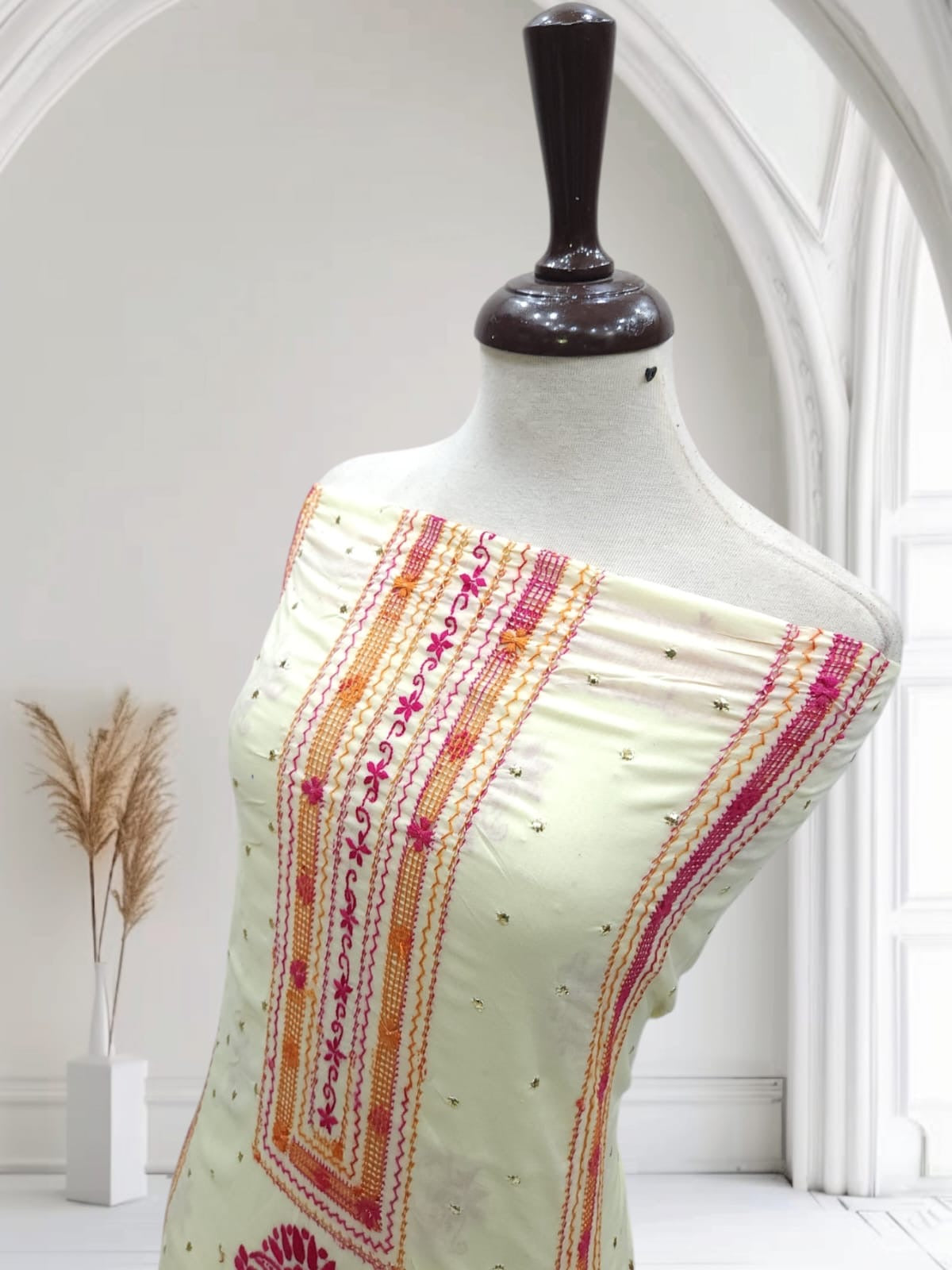 Lemon Tarkashi Mukesh Lawn Shirt