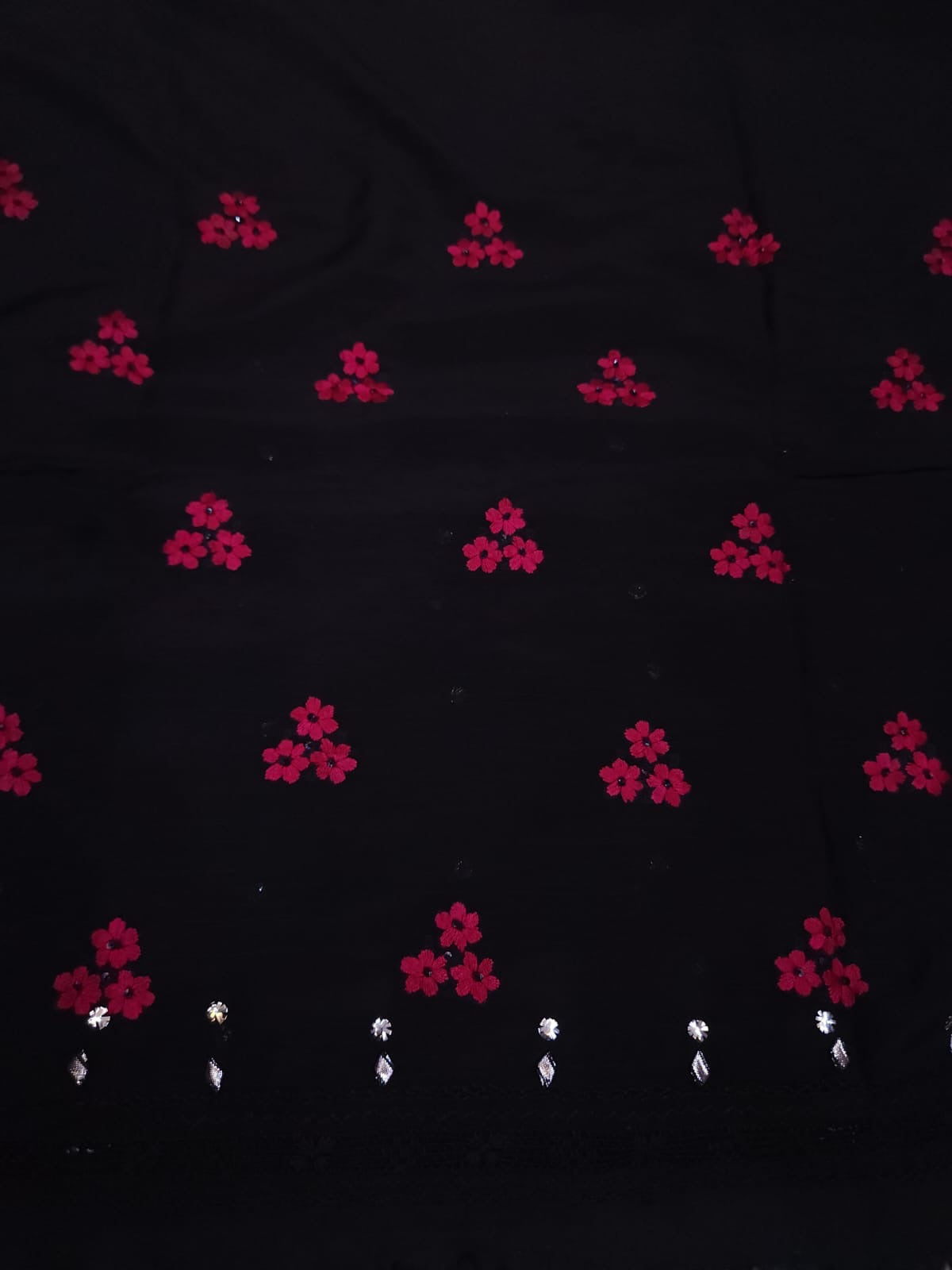 Raw Silk Tarkashi Black and hot pink