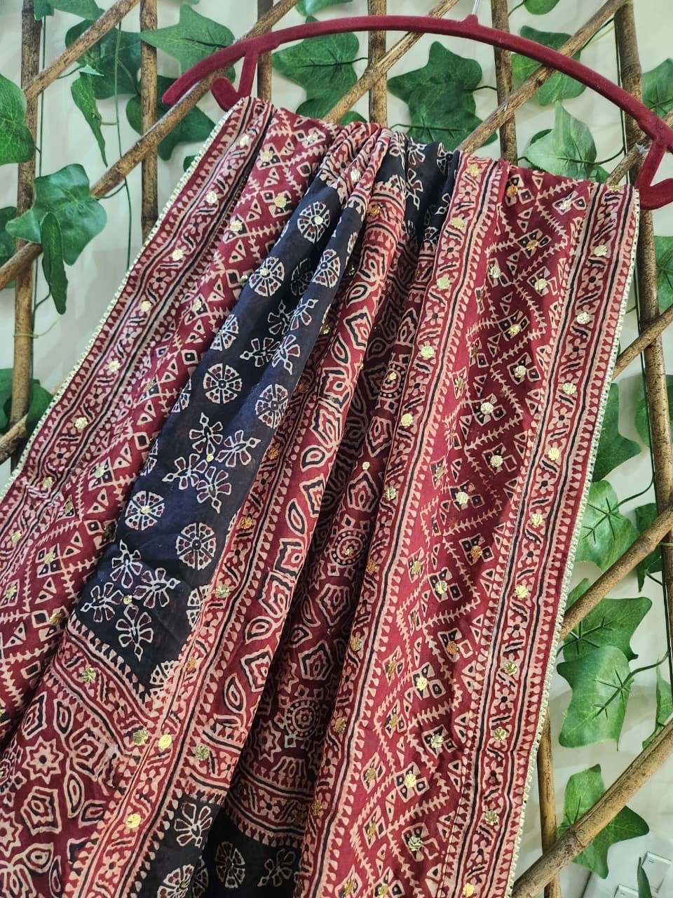 Natural dyed mukesh silk long dupatta