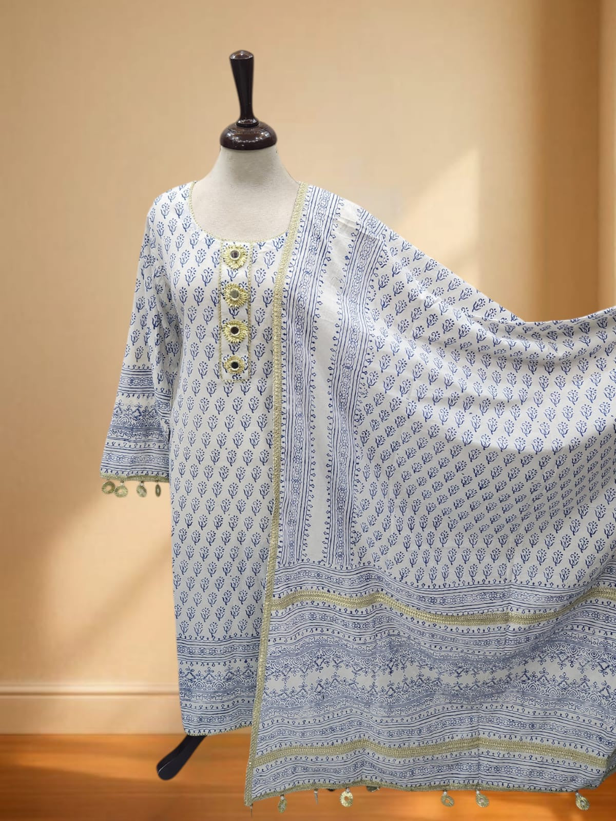 Stitched Large size Block print lawn 2pc