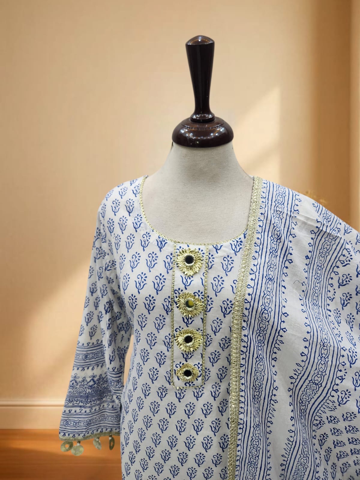 Stitched Large size Block print lawn 2pc