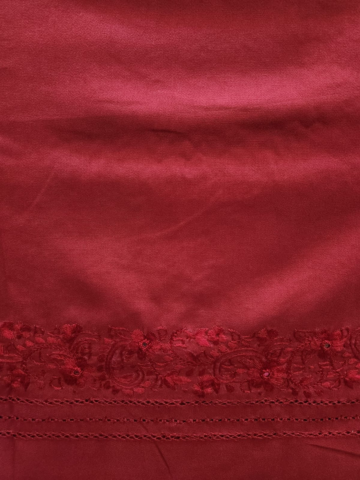 2pc Maroon Marina tarkashi with embroidery & mirror