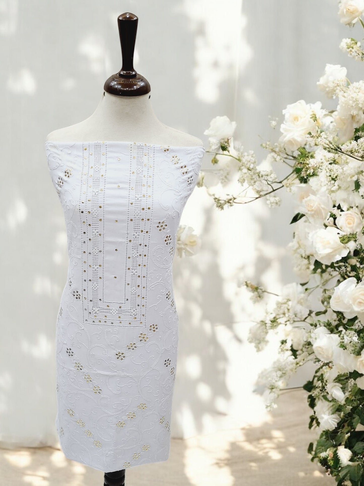 White Chikankari with Mukesh