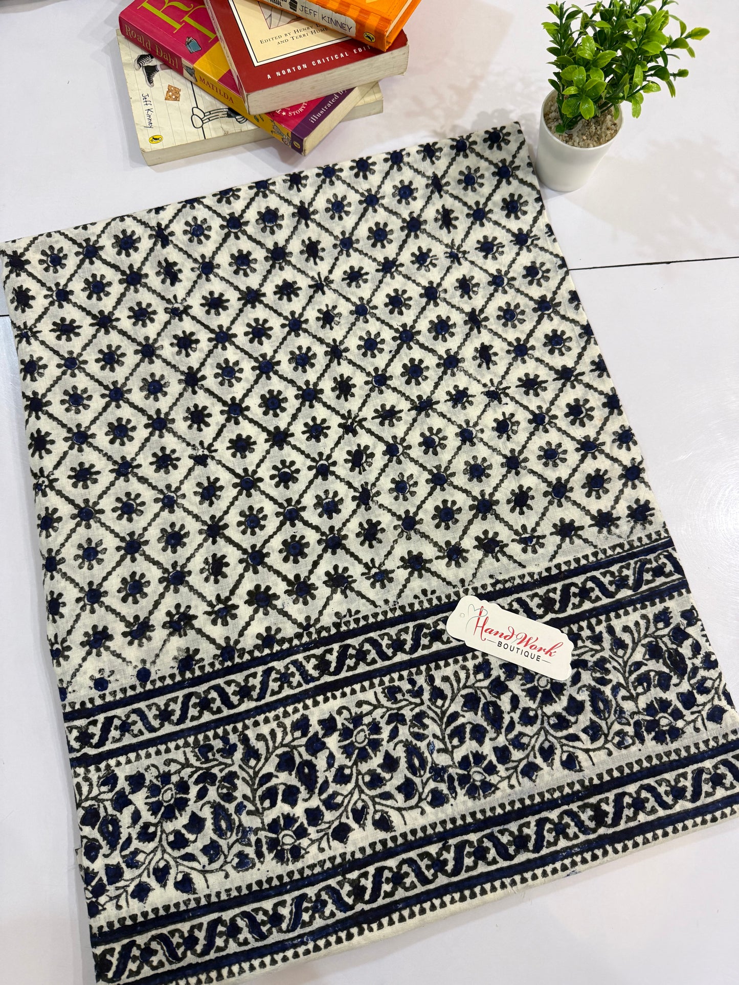 Block print Lawn Shirt and trouser black & Blue