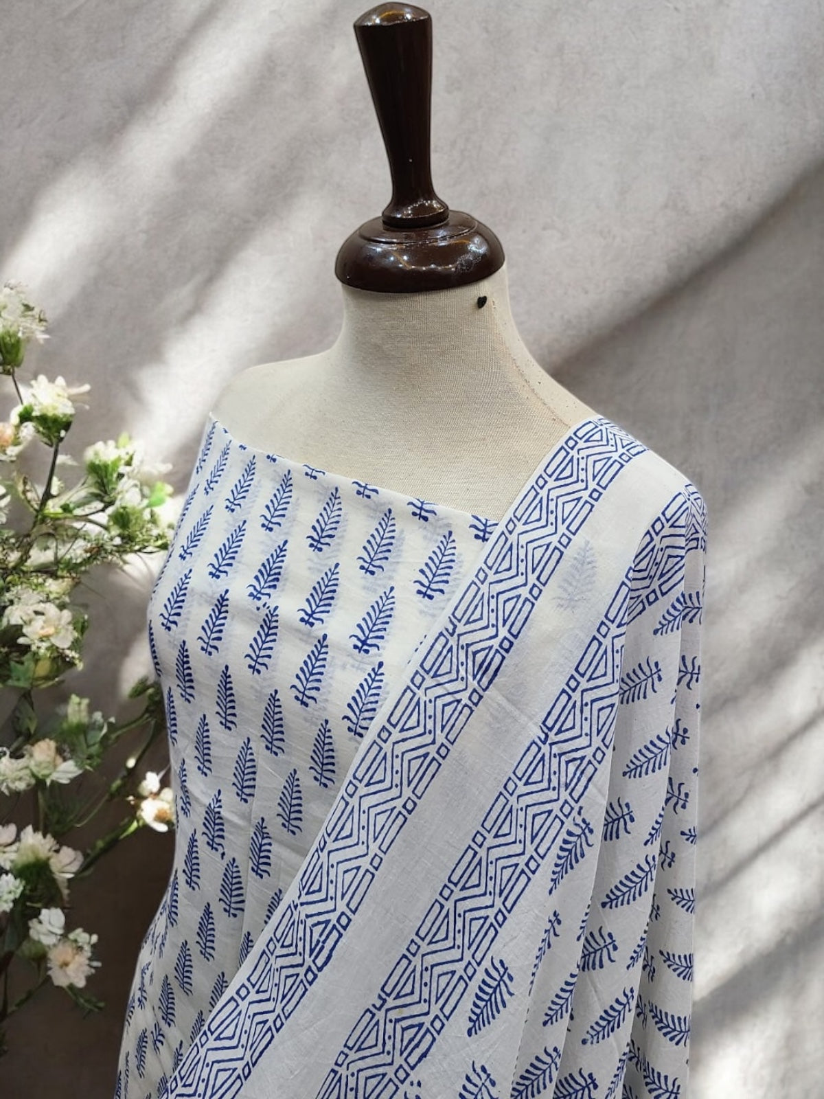 Blue Leaf Block print