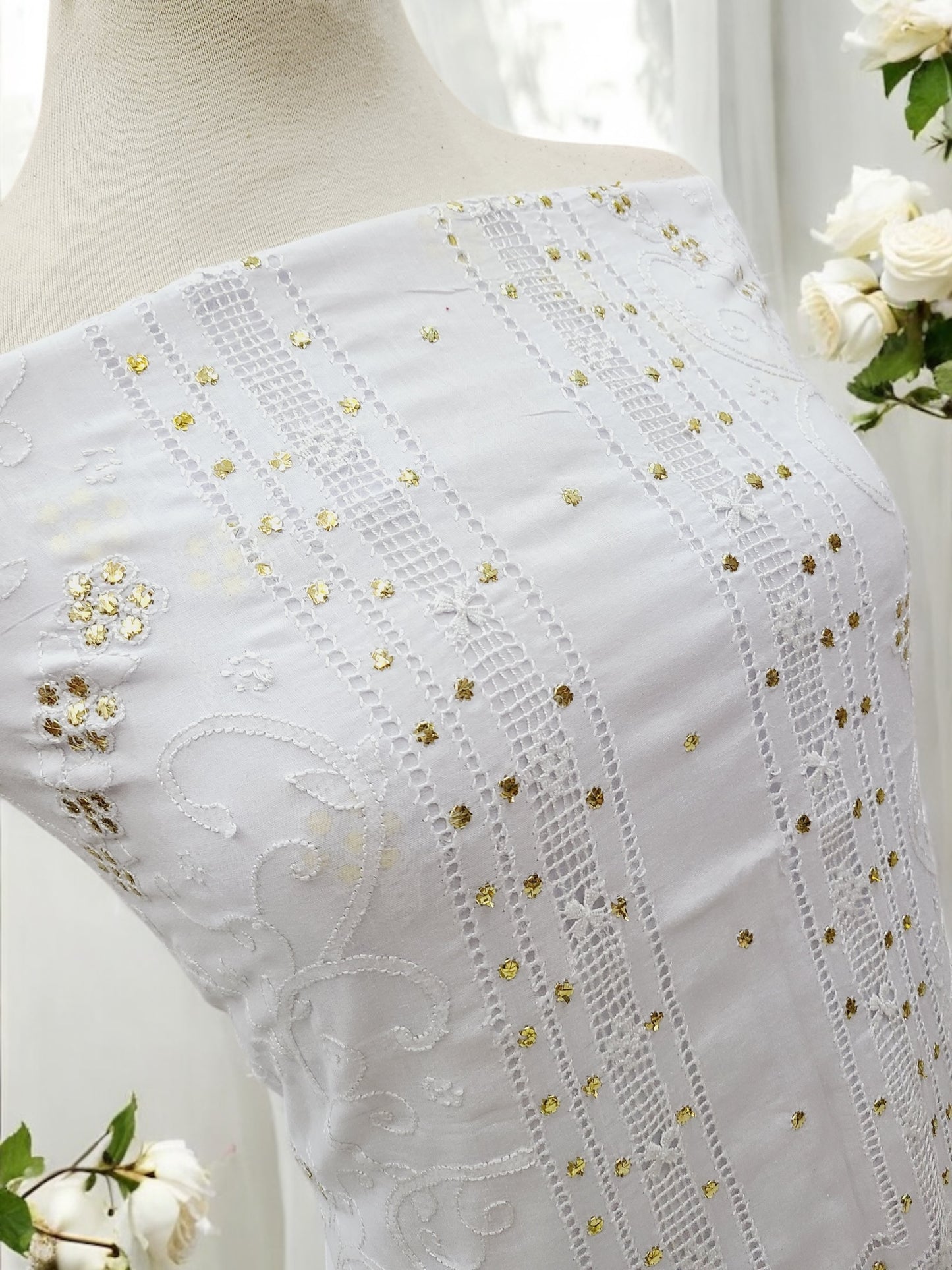 White Chikankari with Mukesh