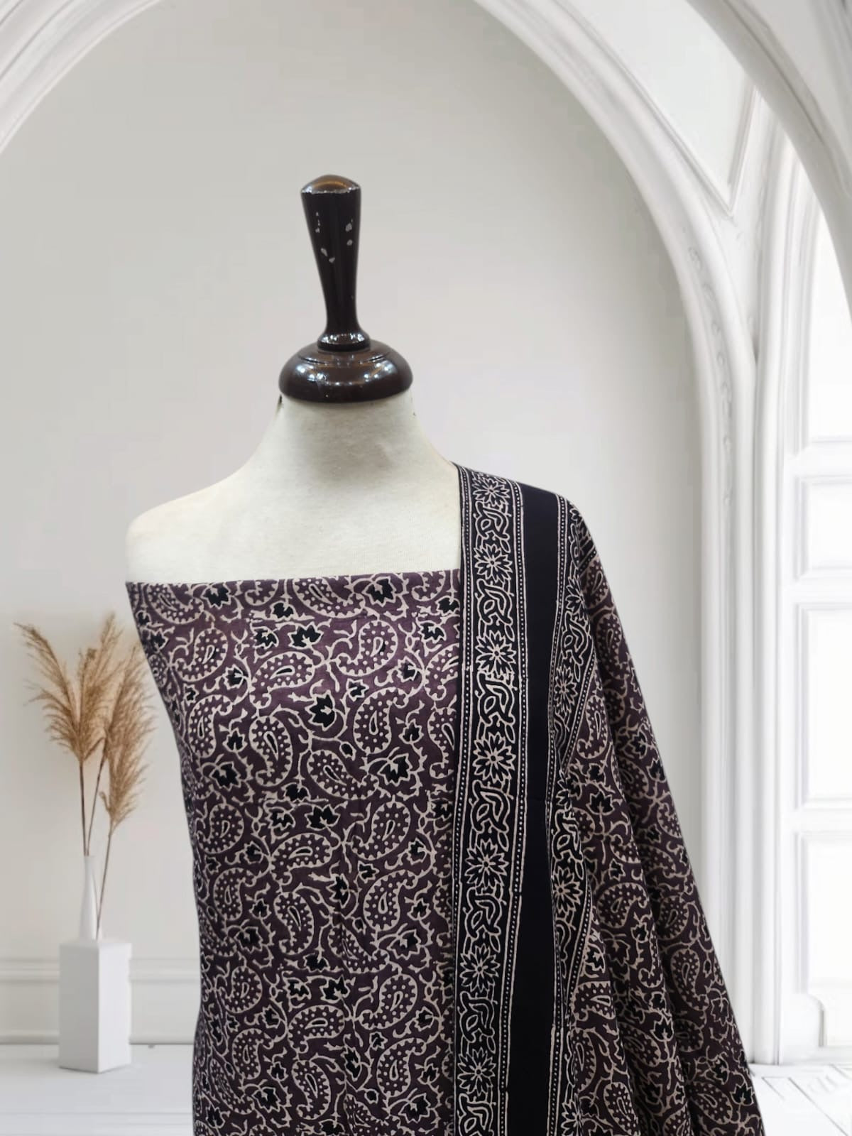 Linen natural dyed shirt & dupatta Plum shade