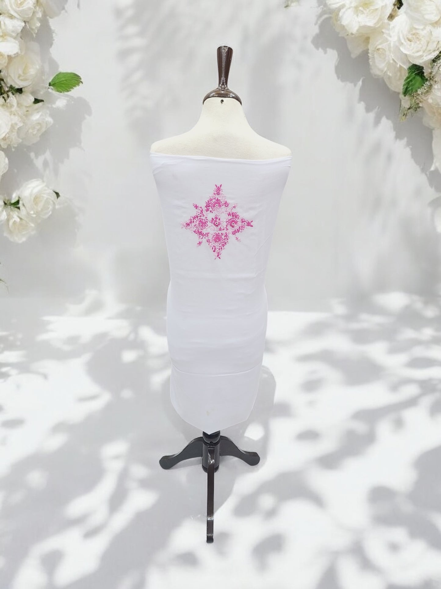 Bambino Hand Embroidered 2pc Lawn White with pink