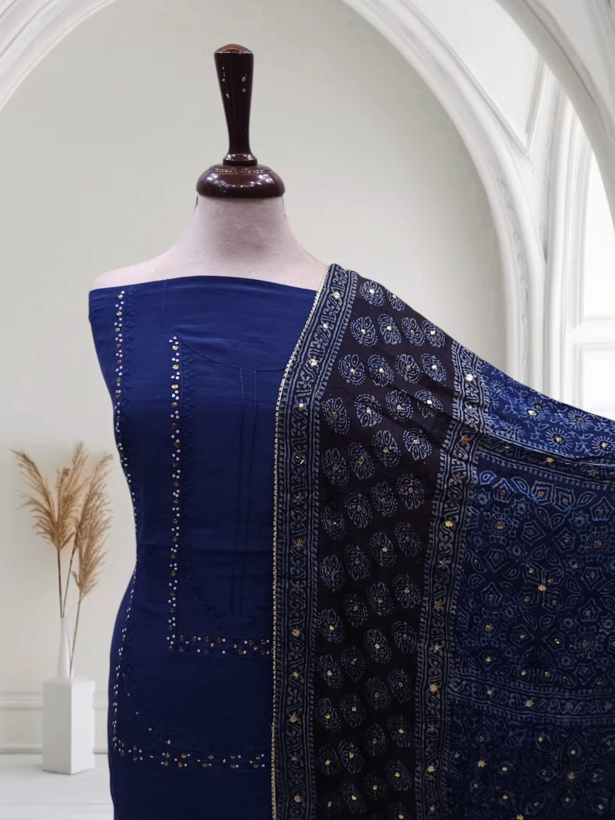 Raw silk mukesh with Natural dyed