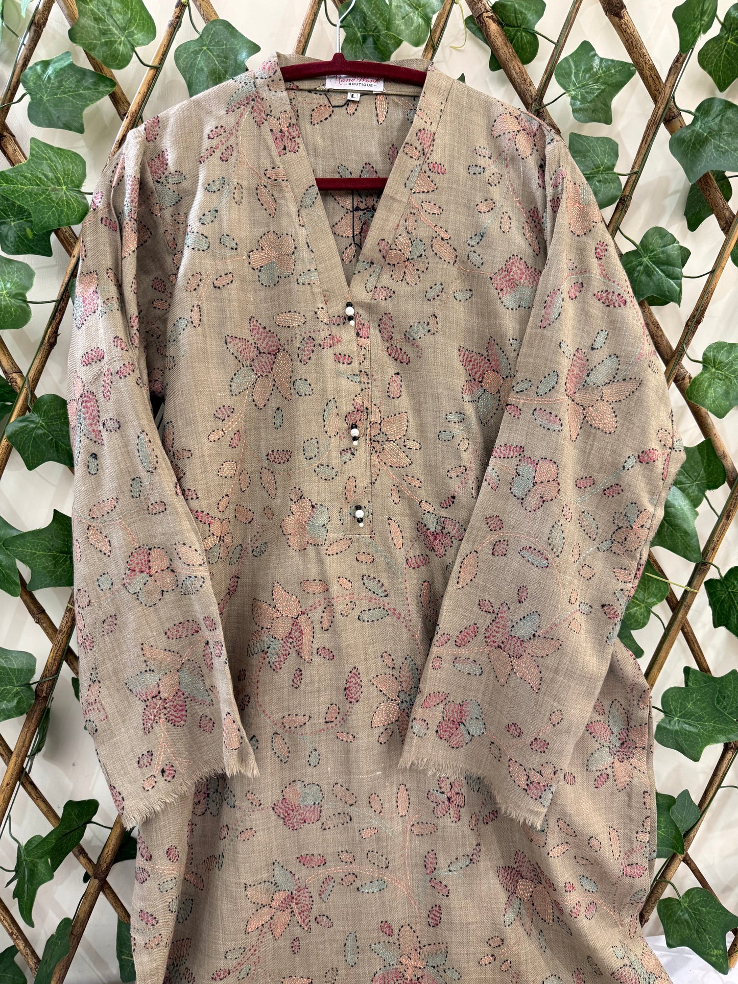 Pashmina kantha kurta size Large