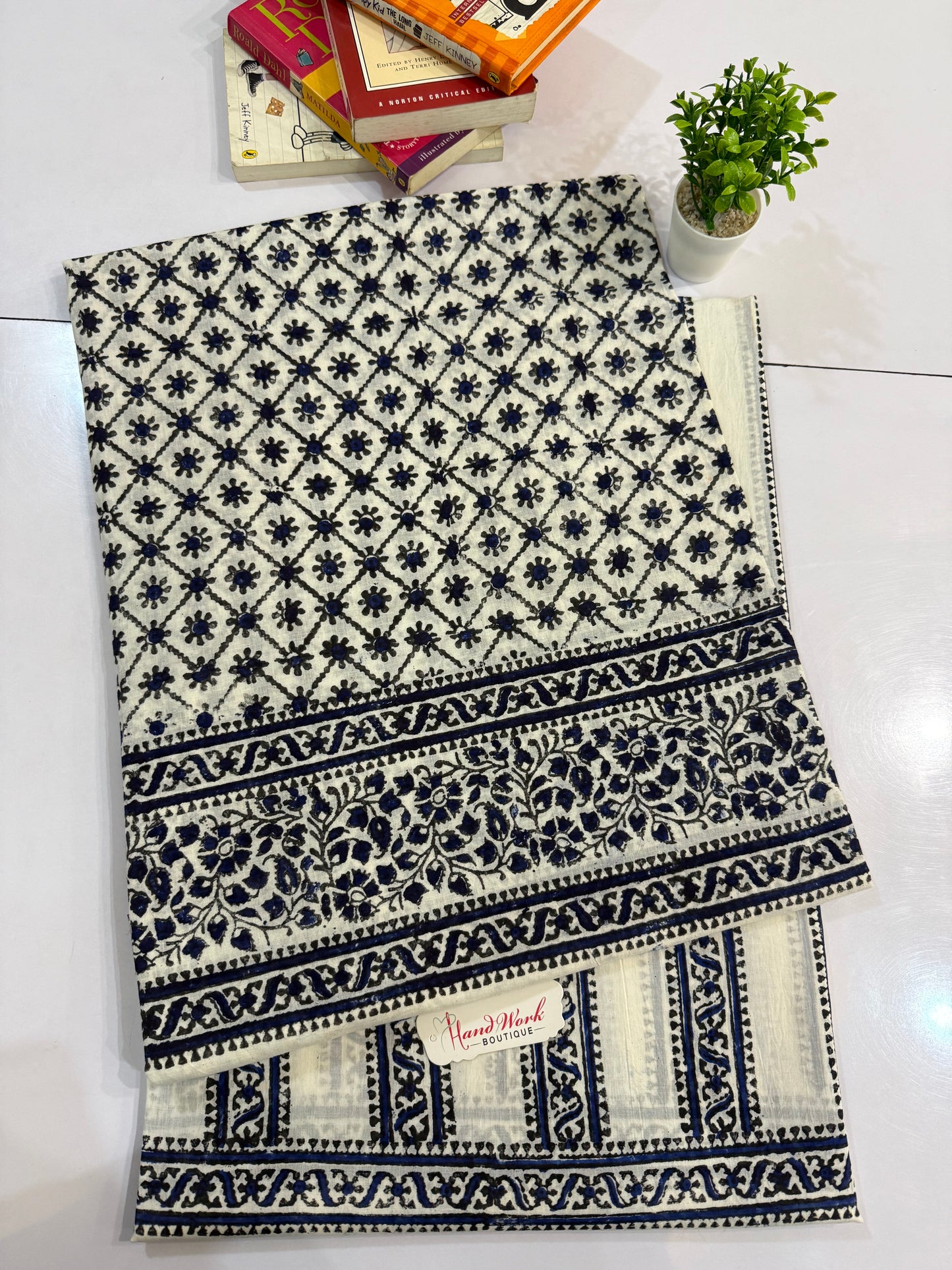 Block print Lawn Shirt and trouser black & Blue