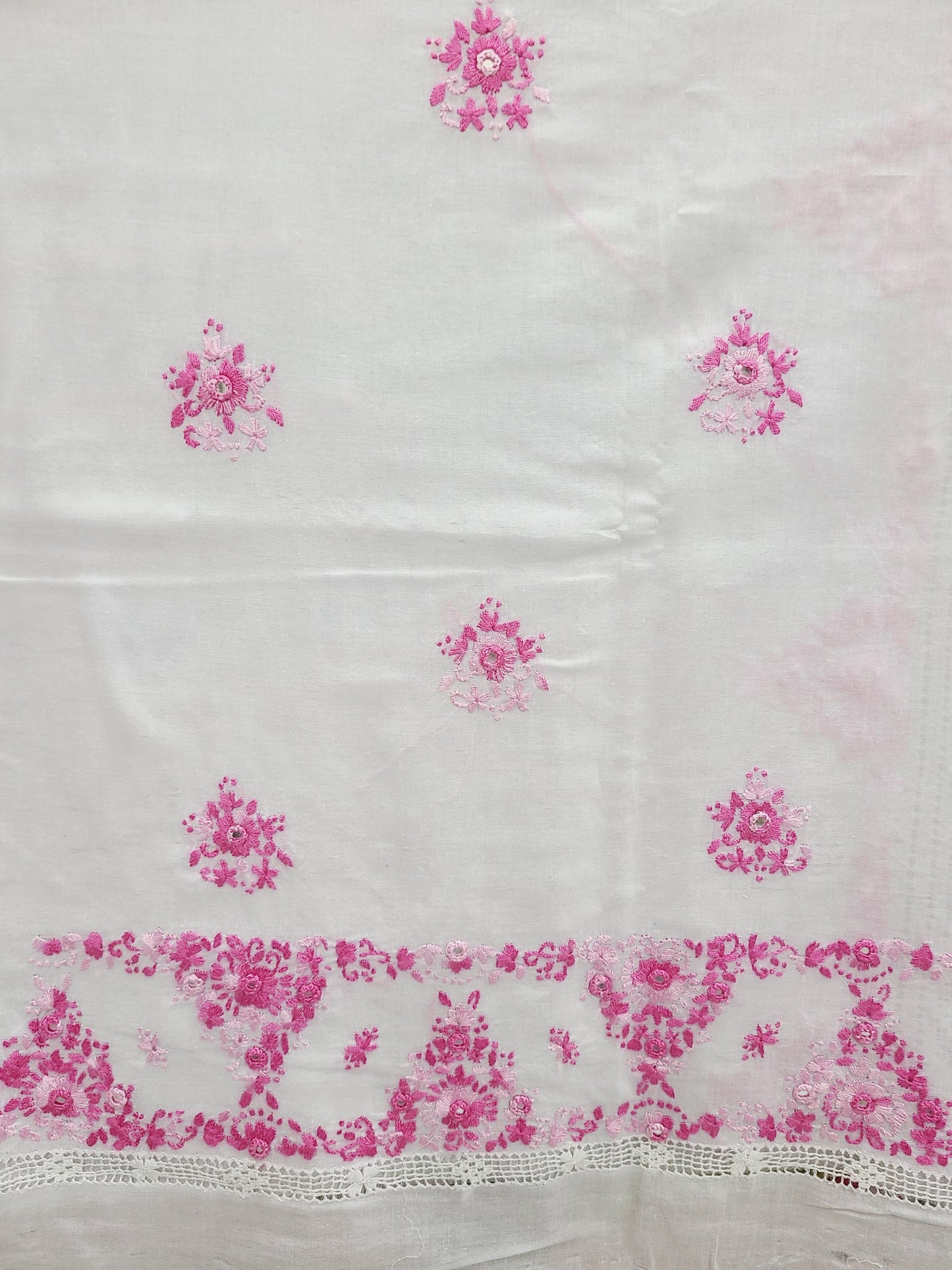 Bambino Hand Embroidered 2pc Lawn White with pink