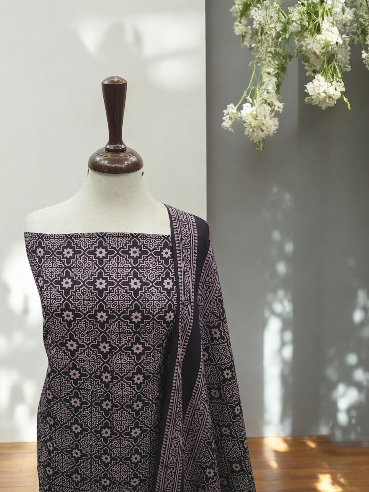 Charcoal ajrak print