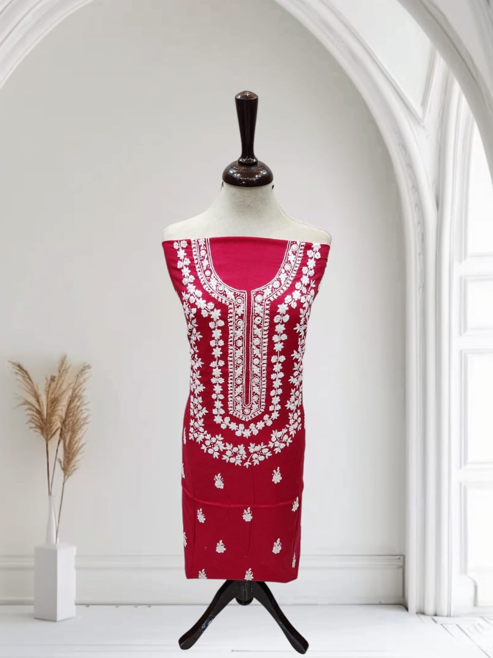Budget friendly Hand Embroidered Red