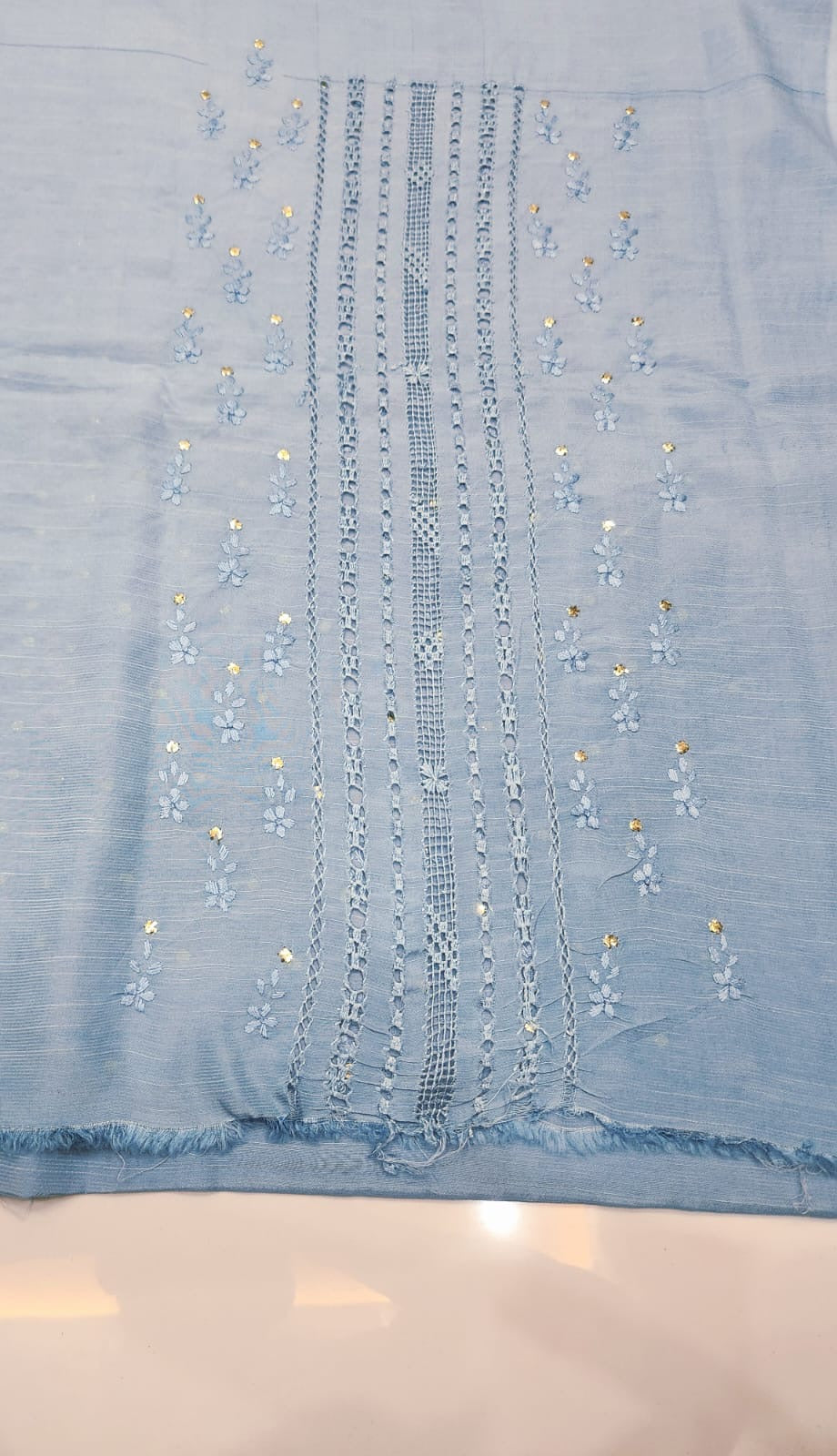 Raw silk shirt and duppatta sky blue shade