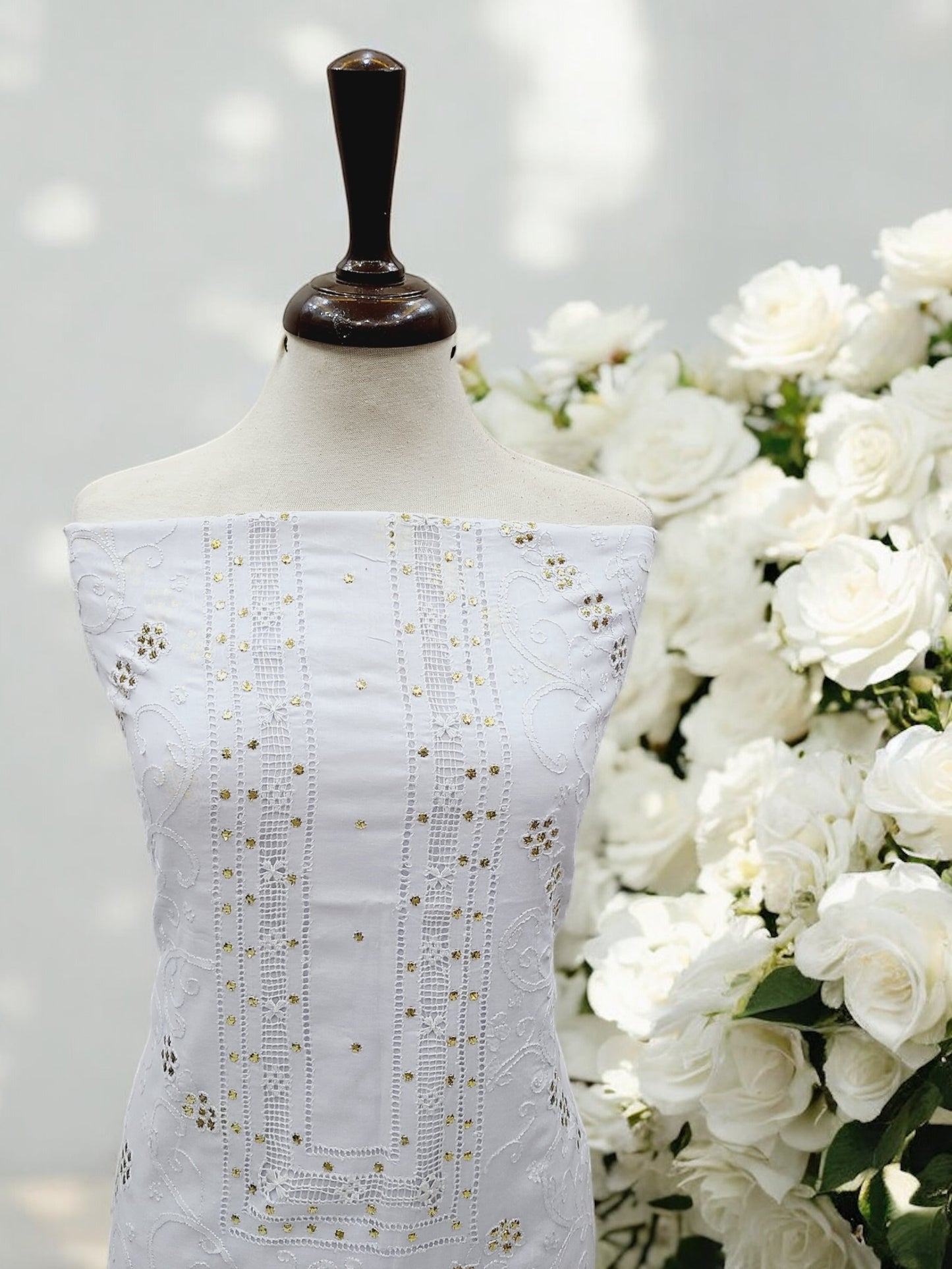 White Chikankari with Mukesh
