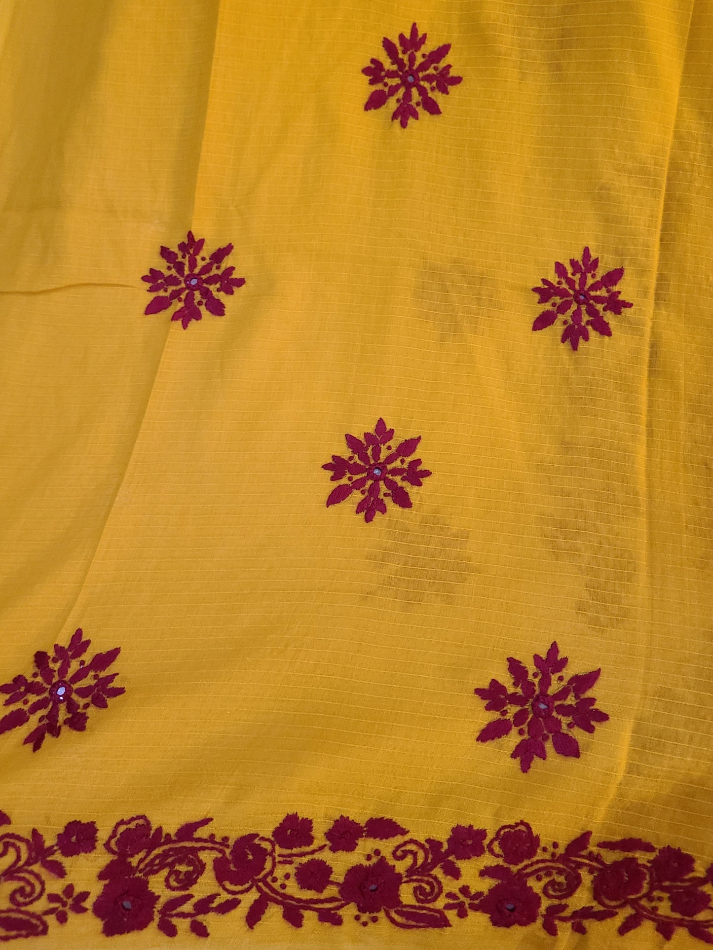 Doria Lawn Heavy embroidered mustard shade