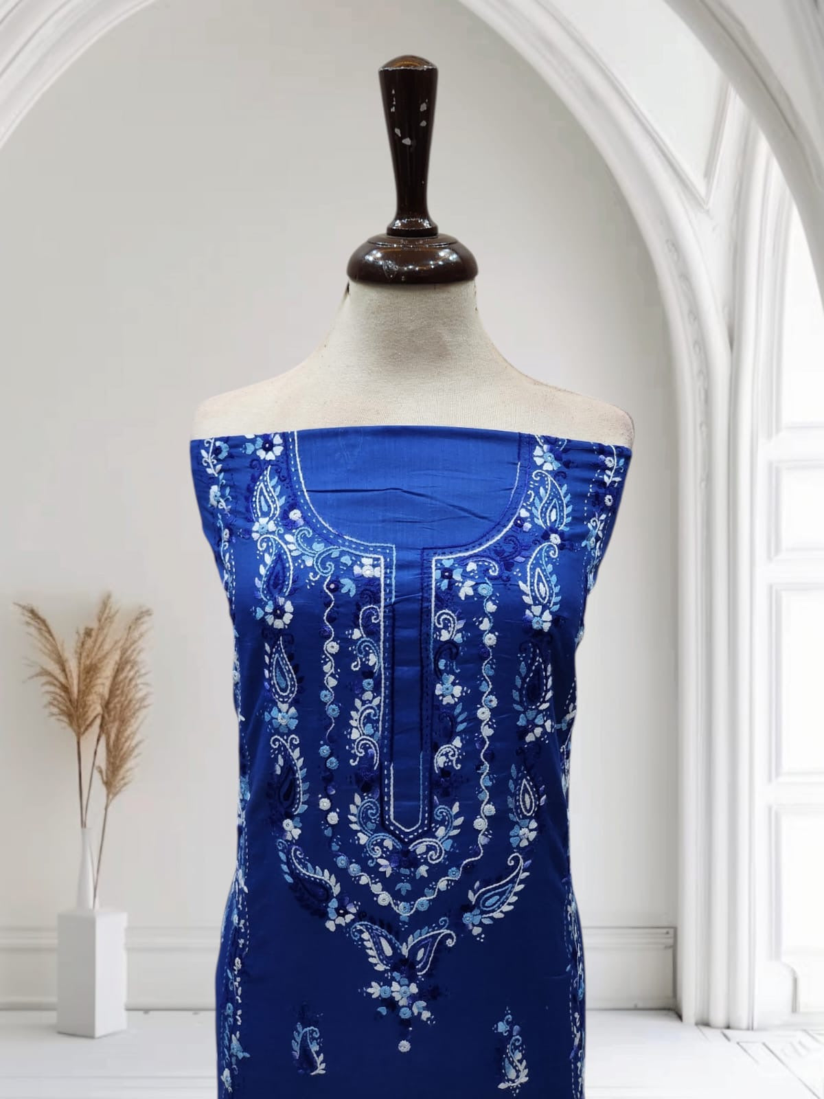 Most demanding shade lawn hand embroidered shirt