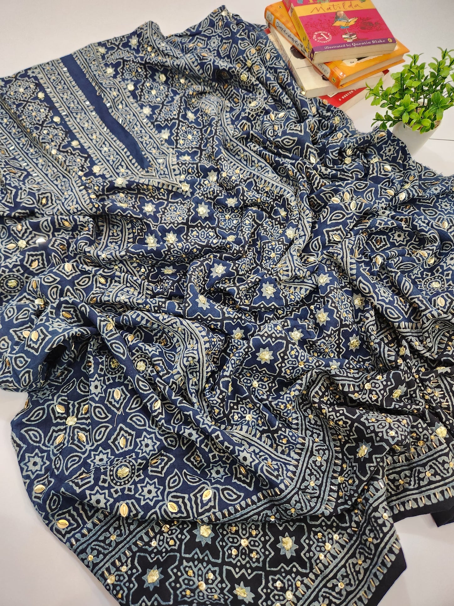 Lawn Natural dyed Shirt with Adda work